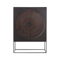Ancestors Hand Carved Teak Storage Cabinet