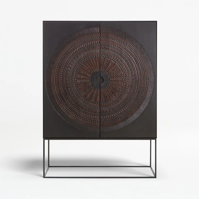 Ancestors Hand Carved Teak Storage Cabinet