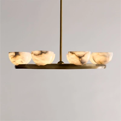 Ando Alabaster and Brass Chandelier Light