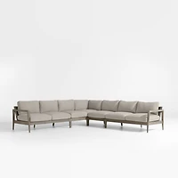 Andorra Weathered Grey Wood 5-Piece L-Shaped Outdoor Sectional Sofa Frame