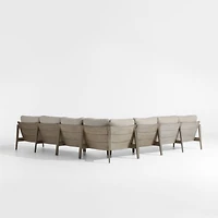 Andorra Weathered Grey Wood 5-Piece L-Shaped Outdoor Sectional Sofa Frame