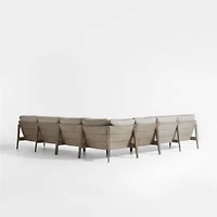 Andorra Weathered Grey Wood 5-Piece L-Shaped Outdoor Sectional Sofa with Sand Cushions