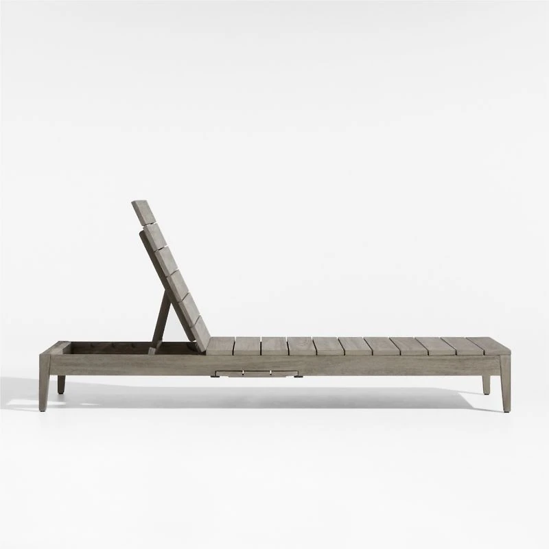 Andorra Weathered Grey Wood Outdoor Chaise Lounge
