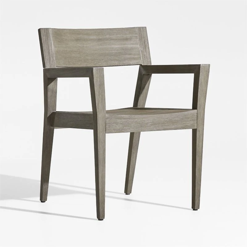 Andorra Weathered Grey Wood Outdoor Dining Armchair