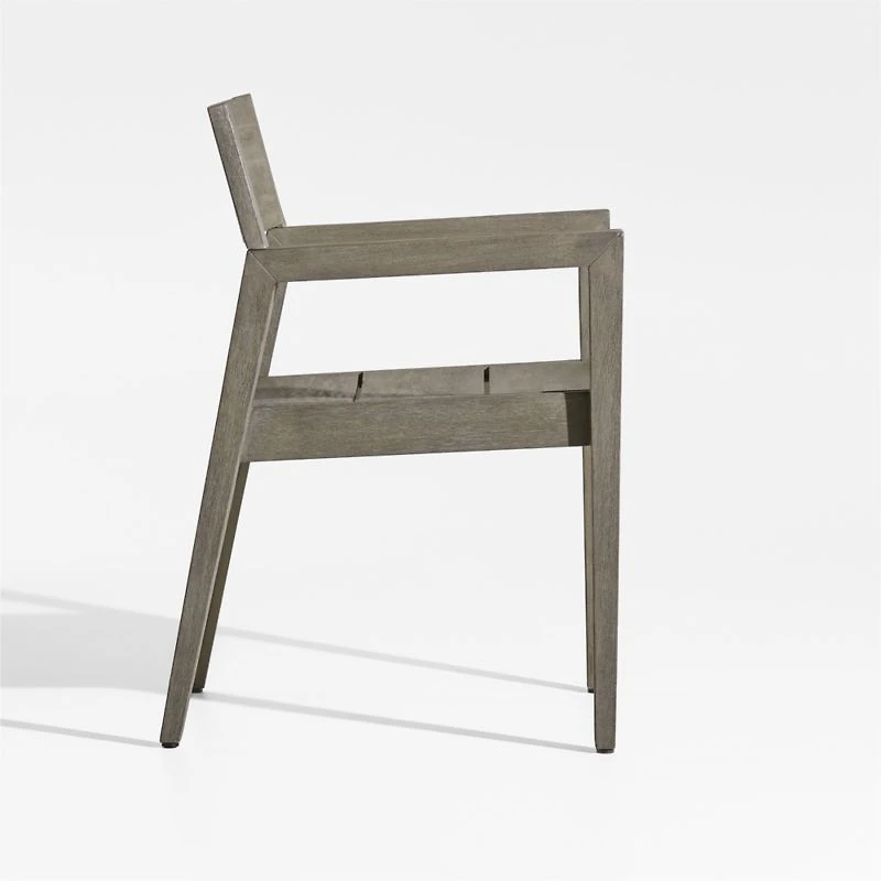 Andorra Weathered Grey Wood Outdoor Dining Armchair