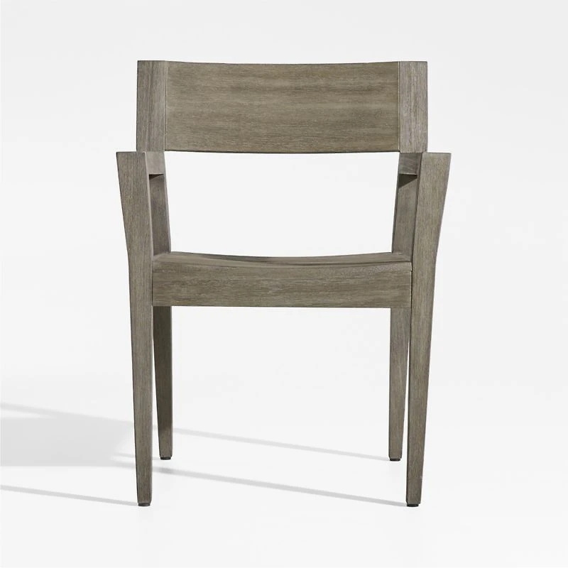 Andorra Weathered Grey Wood Outdoor Dining Armchair