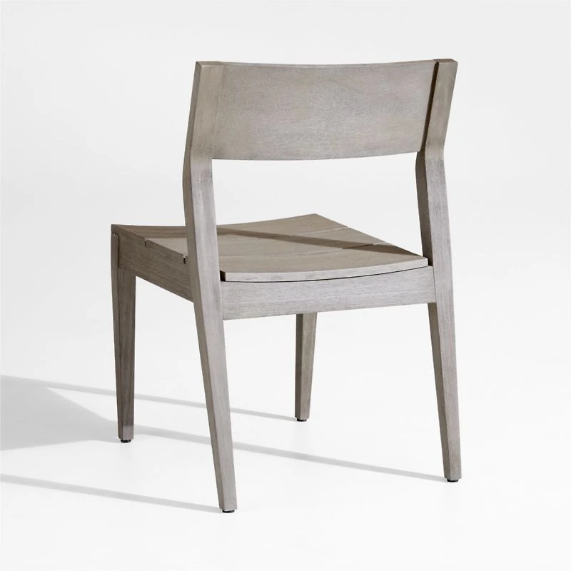 Andorra Weathered Grey Wood Stackable Outdoor Dining Side Chair