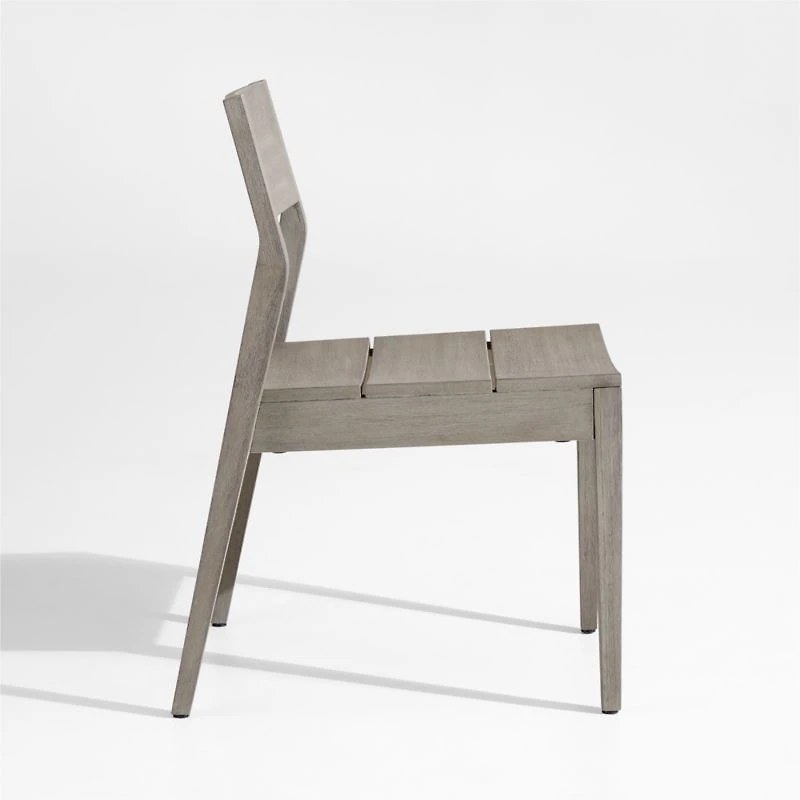 Andorra Weathered Grey Wood Stackable Outdoor Dining Side Chair