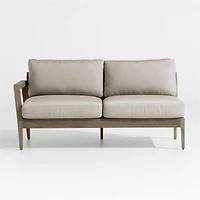 Andorra 63" Weathered Grey Wood Left-Arm Outdoor Sofa with Sand Cushions