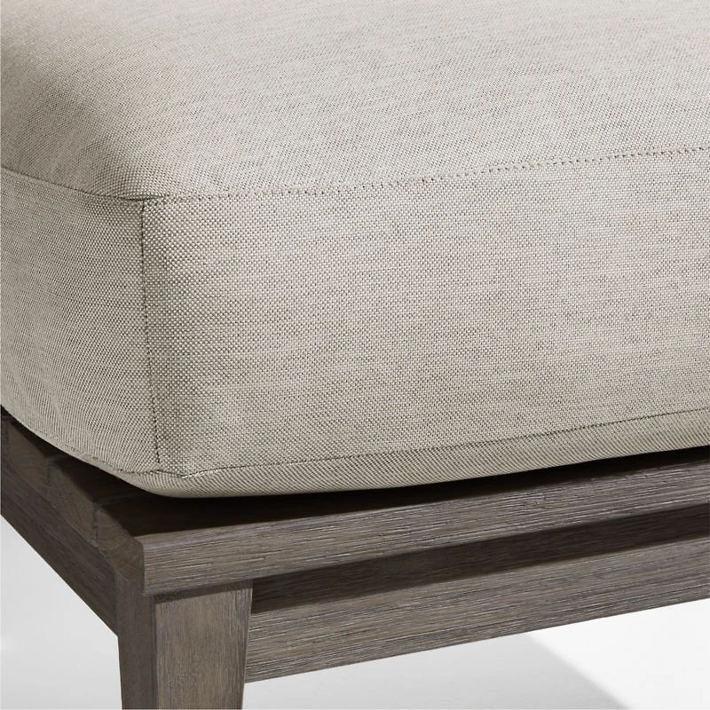 Andorra Weathered Grey Wood Outdoor Ottoman with Sand Cushion