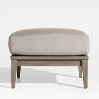 Andorra Weathered Grey Wood Outdoor Ottoman with Sand Cushion