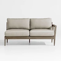 Andorra 63" Weathered Grey Wood Right-Arm Outdoor Sofa with Sand Cushions