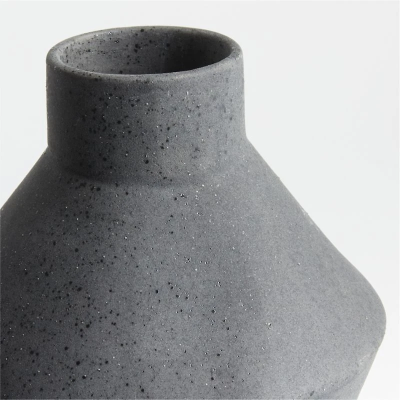 Angle Black Ceramic Vase 14"