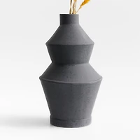 Angle Black Ceramic Vase 14"