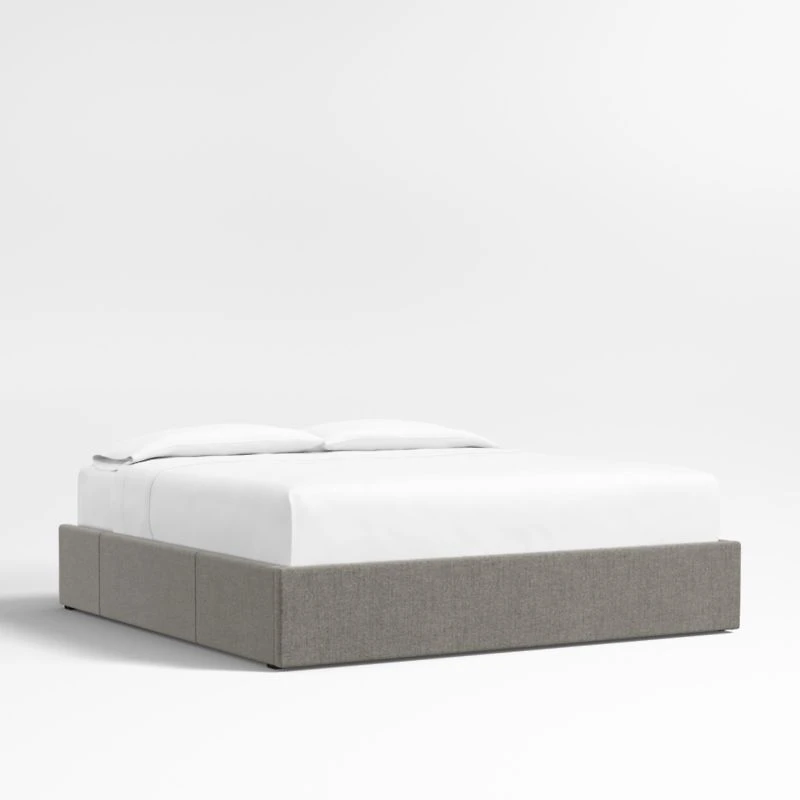 Dark Grey Upholstered King Storage Bed Base