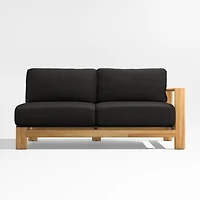 Anguilla 64" Teak Right-Arm Outdoor Sofa with Black Cushions