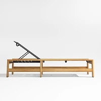 Anguilla Teak Single Outdoor Chaise Lounge with Black Cushions