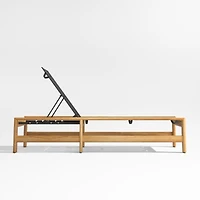 Anguilla Teak Single Outdoor Chaise Lounge with Black Cushions
