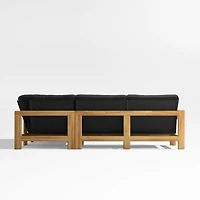 Anguilla Teak -Piece L-Shaped Outdoor Sectional Sofa with Black Cushions