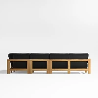 Anguilla Teak 5-Piece L-Shaped Outdoor Sectional Sofa with Black Cushions