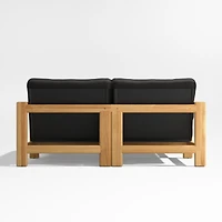 Anguilla 68" Teak 2-Piece Outdoor Daybed Sectional Sofa with Black Cushions