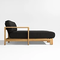 Anguilla 68" Teak 2-Piece Outdoor Daybed Sectional Sofa with Black Cushions