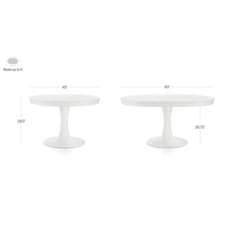 Aniston White 45" Round Extension Dining Table