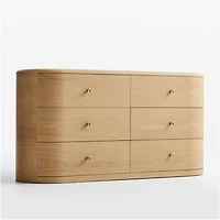 Anneli 62" Natural Oak Wood 6-Drawer Dresser