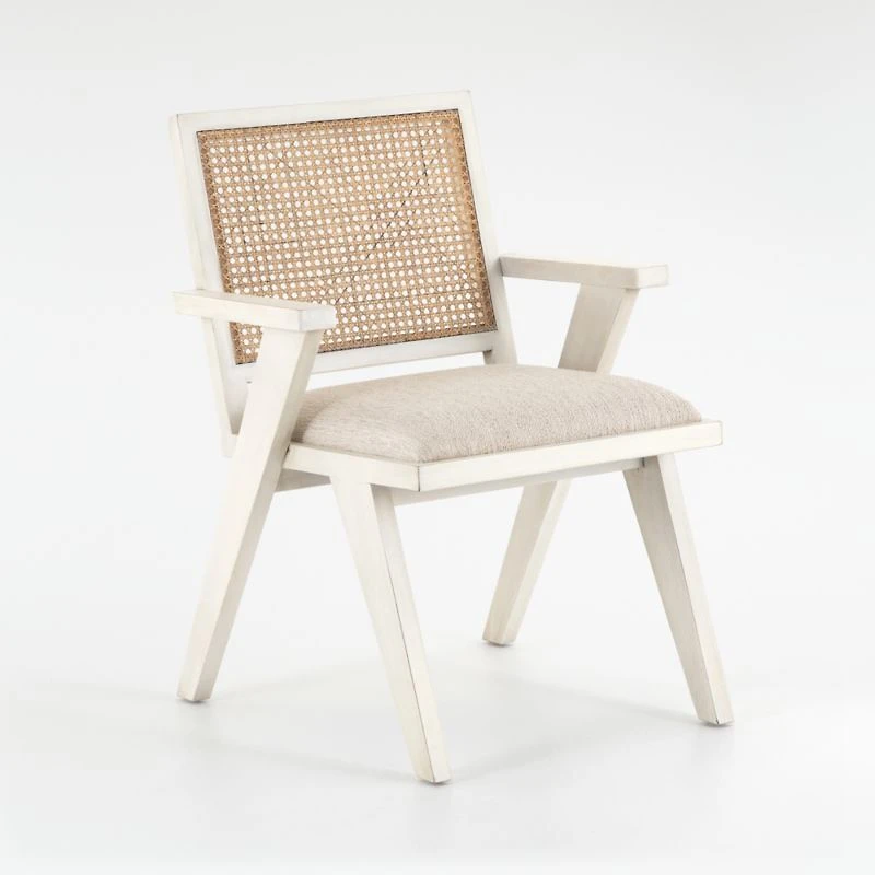 Annette Cream Upholstered Cane Dining Chair