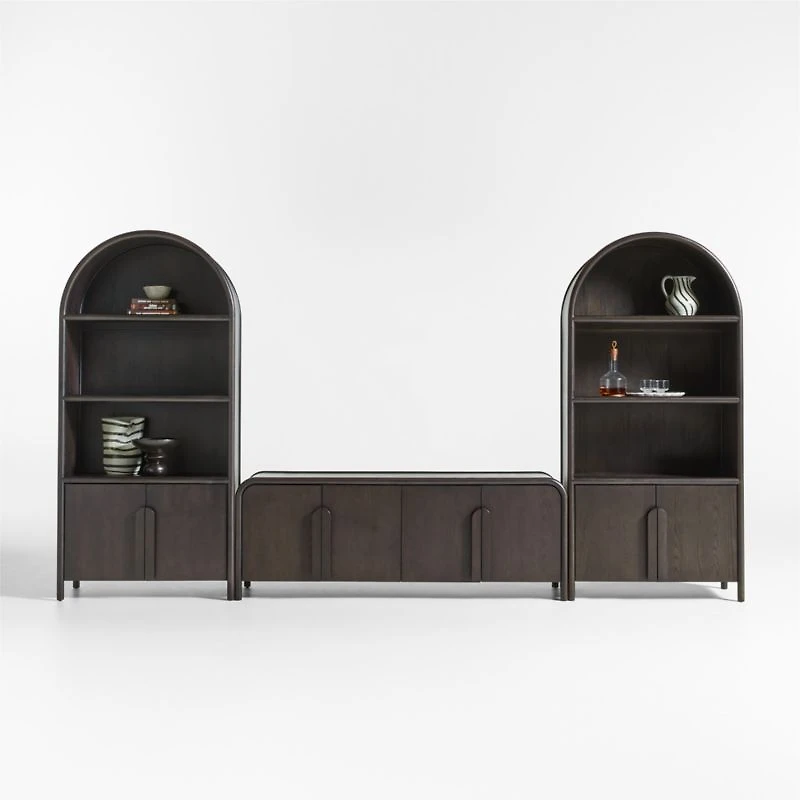 Annie 149" Charcoal Brown Wood Storage Media Console Set by Leanne Ford