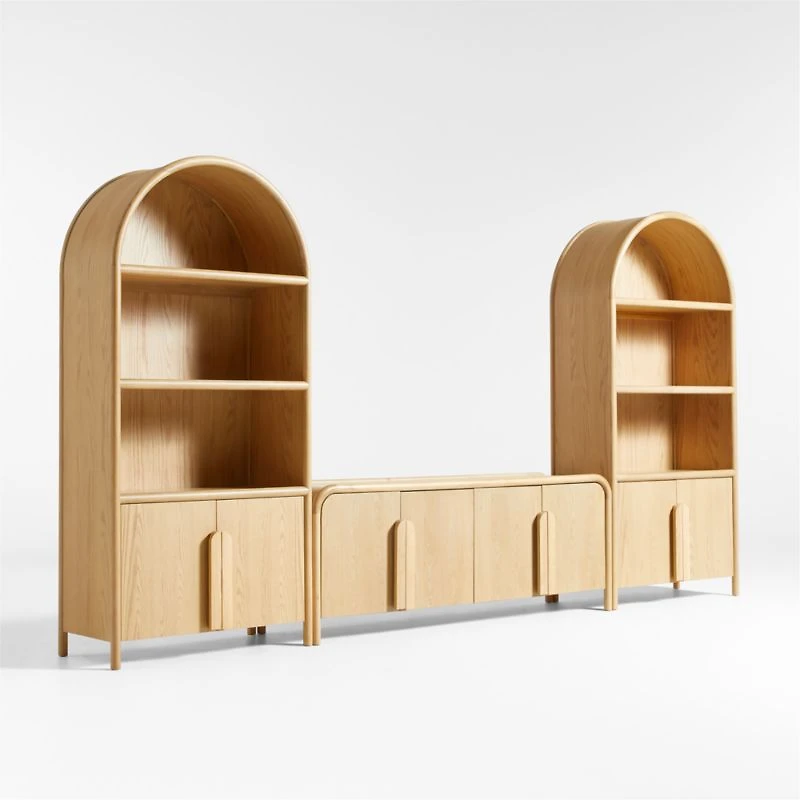 Annie 149" Natural Wood Storage Media Console Set by Leanne Ford