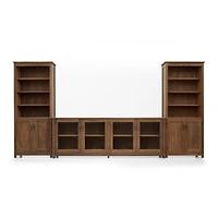 Ainsworth Walnut 85" Storage Media Console and Two 30" Towers with Glass/Wood Doors