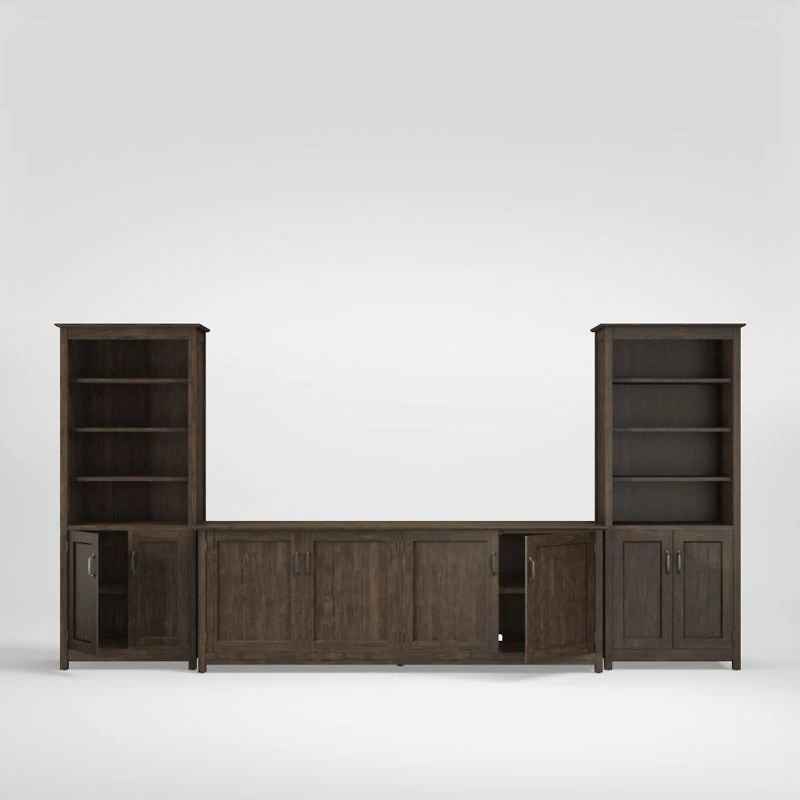 Ainsworth Charcoal Cherry 85" Media Center and Two 30" Towers with Glass/Wood Doors
