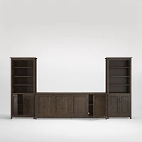 Ainsworth Charcoal Cherry 85" Media Center and Two 30" Towers with Glass/Wood Doors