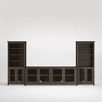 Ainsworth Charcoal Cherry 85" Media Center and Two 30" Towers with Glass/Wood Doors