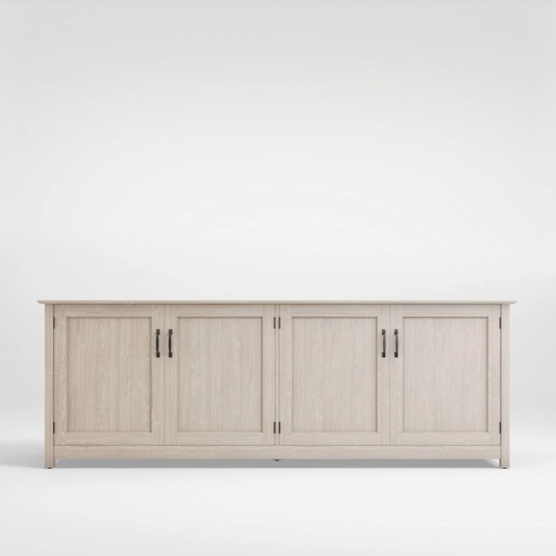 Ainsworth Pickled Oak 85" Storage Media Console with Glass/Wood Doors