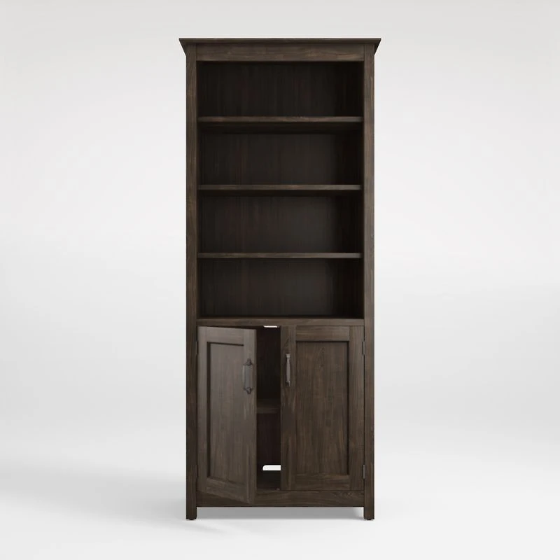 Ainsworth Charcoal Cherry Media Tower with Glass/Wood Doors