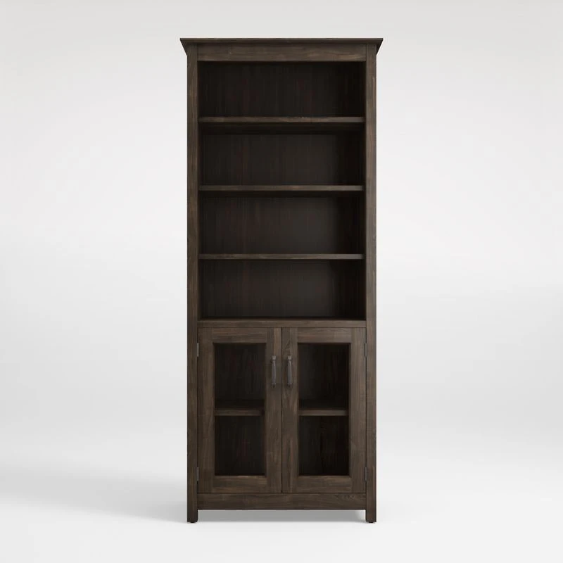 Ainsworth Charcoal Cherry Media Tower with Glass/Wood Doors