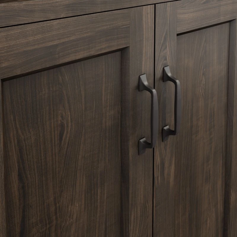 Ainsworth Charcoal Cherry Media Tower with Glass/Wood Doors