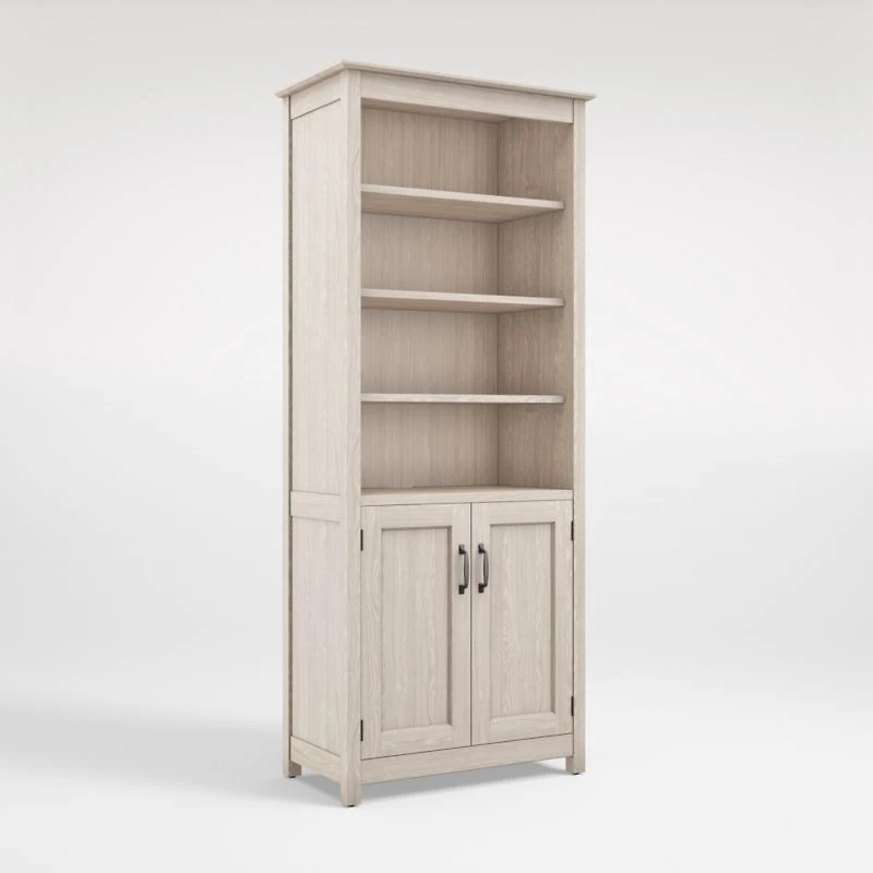 Ainsworth Pickled Oak Media Tower with Glass/Wood Doors