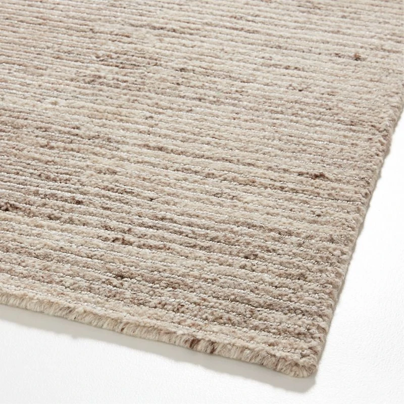 Antibes Wool and Viscose Hand-Knotted Taupe Brown Area Rug 6'x9'