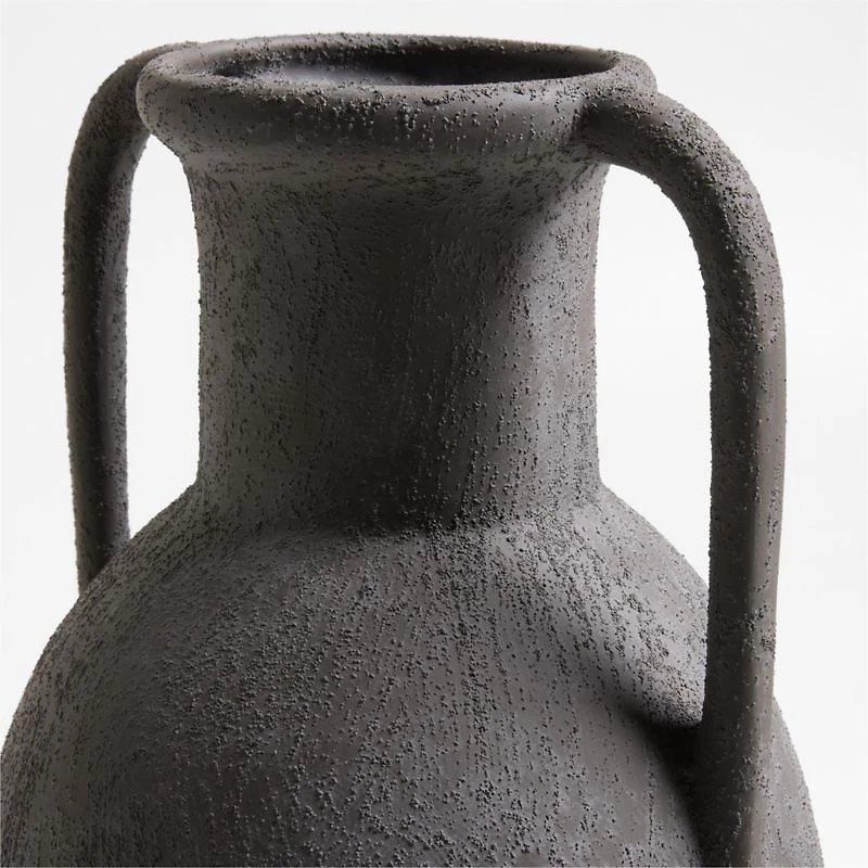 Antiguo Black Terracotta Vase 15"