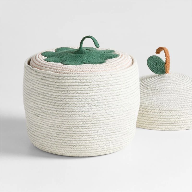 Apple and Strawberry Cotton Rope Fruit Bin Set