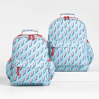 Lightning Bolts Aqua Large Kids Backpack with Side Pockets