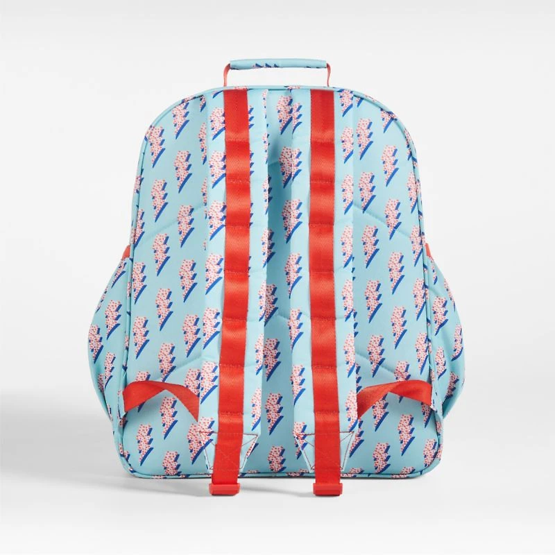Lightning Bolts Aqua Large Kids Backpack with Side Pockets