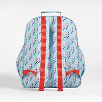 Lightning Bolts Aqua Large Kids Backpack with Side Pockets