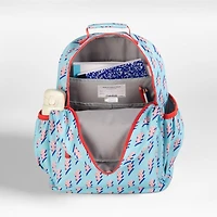 Lightning Bolts Aqua Large Kids Backpack with Side Pockets