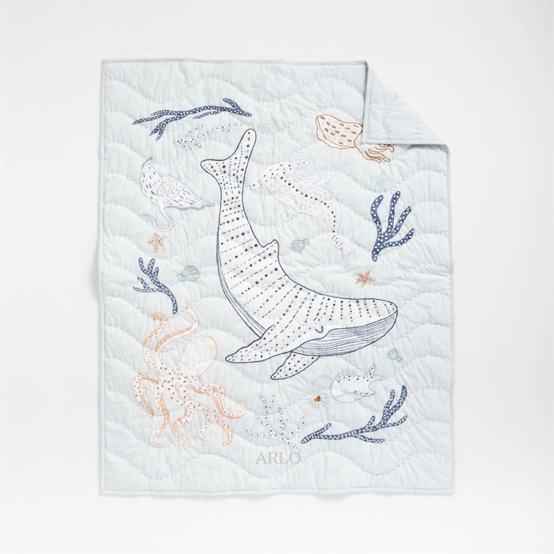 Aquatic Life Organic Cotton Baby Crib Quilt