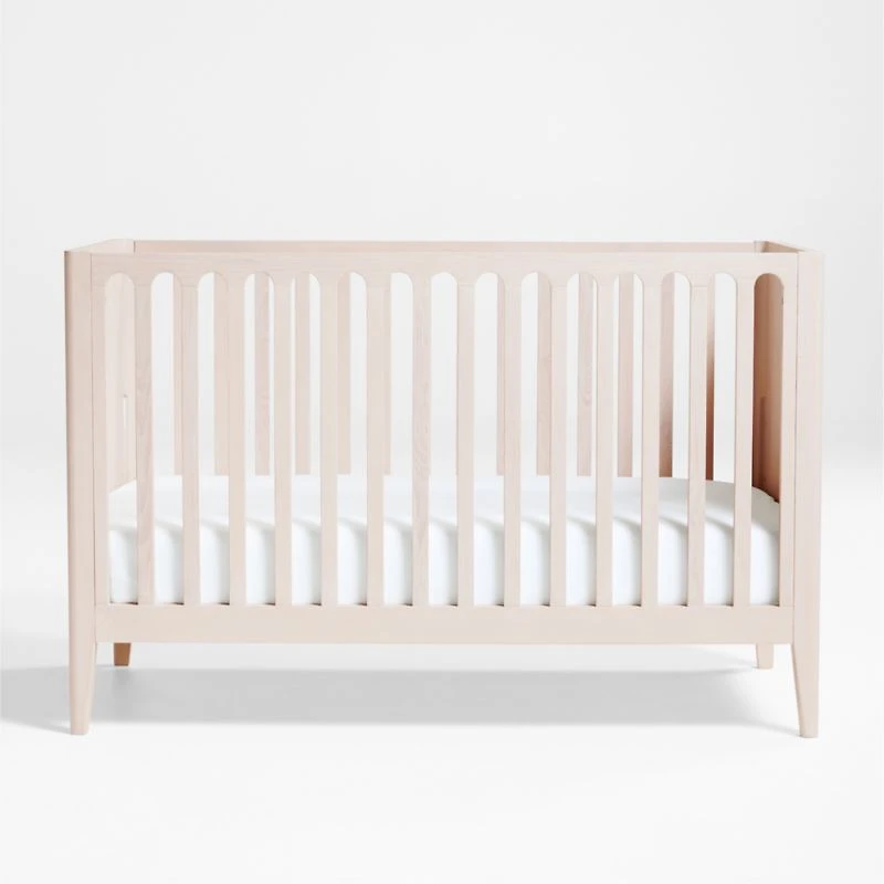 Archie Whitewashed Ash Wood Convertible Baby Crib