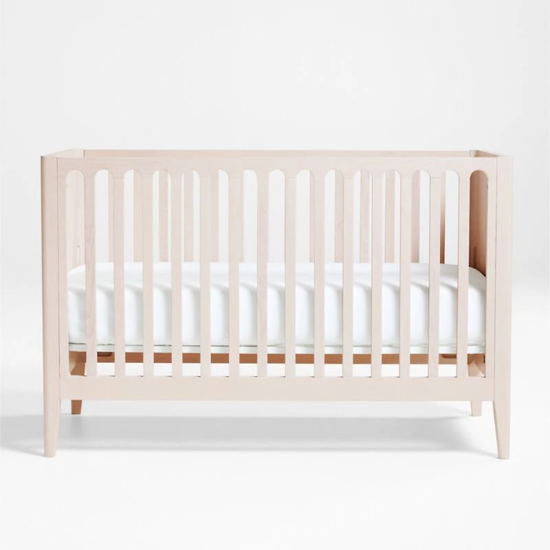 Archie Whitewashed Ash Wood Convertible Baby Crib